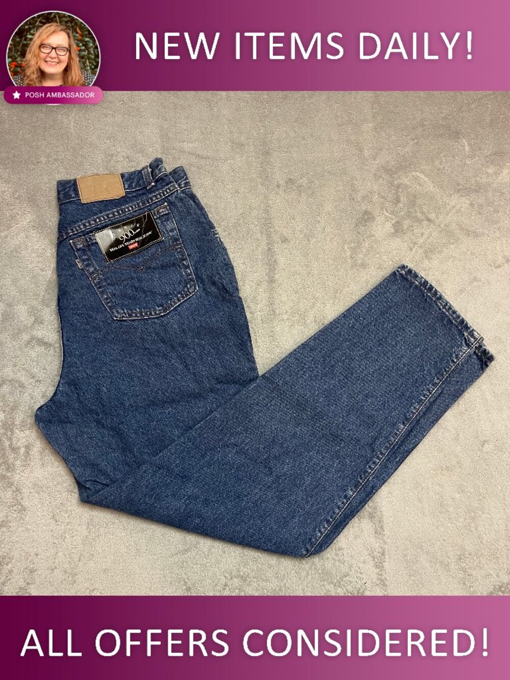 Deadstock Vintage Levi's Womens 900 Series Jeans High Rise Tapered Size 16 USA